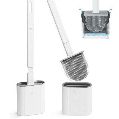 SR Silicone Water Drop Toilet Brush and Holder Set, Wall Mounted Deep Cleaning Toilet Bowl Brush for Bathroom Toilet Brush and Holder Set (Pack of 1)