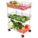 SR Stainless Steel Fruit and Vegetable Storage Stand Rack Multipurpose Baskets Kitchen Trolley Modern Kitchen Storage Rack (3 Layer Trolly)...