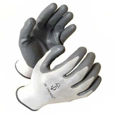 SR TRENDS Nitrile Coated Safety Gloves - Non-Slip, Oil/Abrasion Resistant, Heavy-Duty for Construction, Mechanics, Gardening, Plumbing & Automotive (2 Pair)