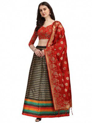 SRH CREATION Fancy Woven Semi-Stitched Lehenga