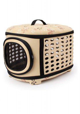 SRI Travel Foldable Pet Carrier Bag for Cat and Puppy (Beige), Beige, Medium, 500 g