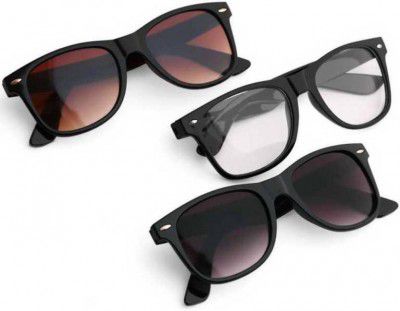 SRPM UV Protection Wayfarer Sunglasses (50) (For Men & Women, Clear, Black, Brown)