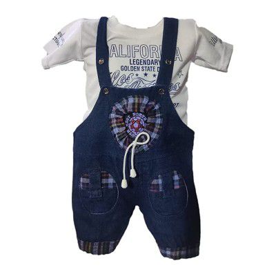 SS ENTERPRISES Dungaree Half Sleeves Cotton with Teddy for 9 Months to 1.5 yrs