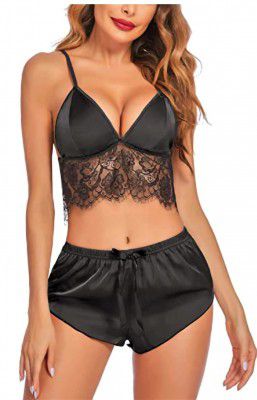 SSoShHub Women Girl Stylish Sexy Bra Non Padded Net and Non Wired Bra with Nikker Hot Panty for Women | Everyday, Special Occasion Regular Full Coverage Ladies Bra and Panty Lingerie Set for Honeymoon