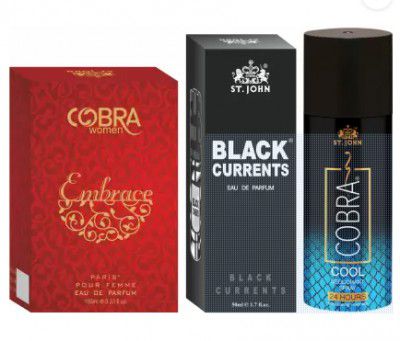 ST-JOHN Cobra Deodorant Cool 150ML and Black Current 50ML & Cobra Embrace 100ML  (3 Items in the set)
