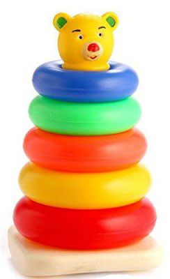 Stacking Colourful Teddy Rings for Growing Babies,Toddlers - 5 Rings