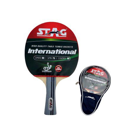 Stag Power Drive Plus Table Tennis Racquet | 174 Grams | Intermediate | ITTF Approved Rubber | Multi- Color