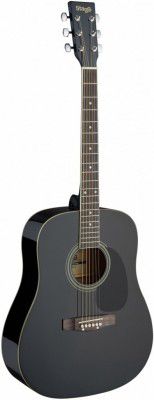 Stagg, Acoustic Guitar, Dreadnought, with Basswood Top -Black SA20D BLK