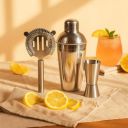 Stainless Steel Cocktail Shaker Set | Premium Cocktail Shaker Set with Strainer and Jigger | Perfect for Home Parties | Gifting | Set of 3...