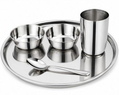 Stainless Steel Dinner Set for 1 Person | 5 Piece Thali Set with Plate