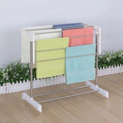 Valam Fashion Premium Stainless Steel Foldable Cloth Dryer Stand Portable Rack Cloth Stands for Drying Clothes,Multi-Functional Mobile Foldable Balcony Towel Stand Indoor and Outdoor, Drying Holder