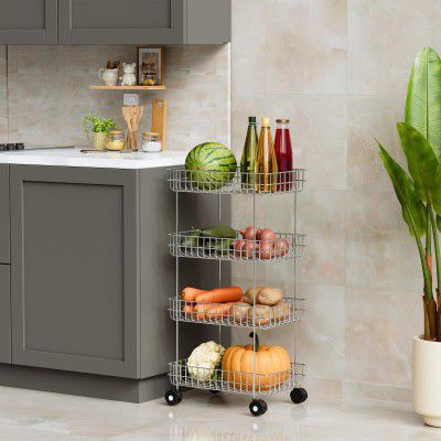 Stainless Steel Modern Kitchen Storage Rack -Trollye-4Lear