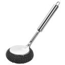 Stainless Steel Scrubber Brush with Handle, Replaceable Round Wire Head, 26 cm Length...