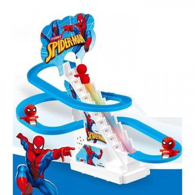 Stair Climbing Cartoon Character Roller Coaster Slide Toy with 3 Small Dolls