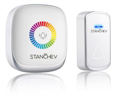 Stanchev Door Bell Wireless for Home,IP44 Waterproof Wireless Doorbell Operating at 300m/1000ft,58 Melodies, 4 Levels Volume with Rainbow Color LED Flash Indicator