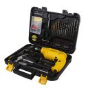 STANLEY SDH550KP 550W 10mm Corded Single Speed Hammer Drill Machine and Hand Tool Kit (120-Pieces) - Includes Hammer Drill, Measurement Tape, Drill Bits, Hammer, 1 Year Warranty, YELLOW & BLACK...