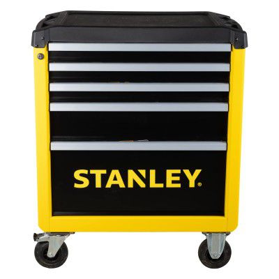 Stanley Workshop Trolley with 5 Drawers, Tool Trolley, Yellow/Black, Maximum Load 300 kg