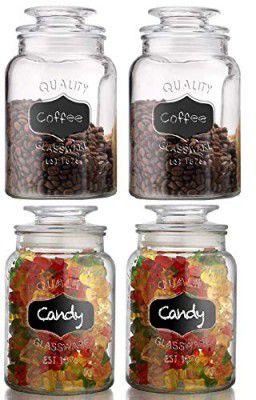 STAR WORK- 1500 Ml Clear Glass Storage Jar Pantry (1), Blue