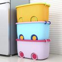 STAR WORK 25 Liters/Toy Storage Box Large Size/Toy Storage Organiser/Toy Basket Storage Box for Kids Big Size (Pack Of 1 / Multi-Color/Stakable/Wheels/Locking Lid & Handle), Plastic...