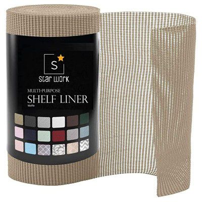 Star Work Anti Slip Mat for Kitchen Drawer and Shelves Non-Adhesive Grip Mats (Dusty Fog, 30 X 100 cm)