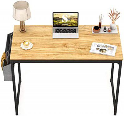 STAR WORK Table for Computer Desktop Laptop Workstation Office Work from Home (Wooden Brown Beige,30Hx32Wx19D Inches)
