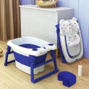 StarAndDaisy 2-in-1 Bath Tub for Baby with Bathing Chair & Cushion/Foldable Bathtub for New Born Baby to Kids 0-6 Years Girls and Boys, Space Saving Design & Fast Drainage (Blue)...