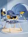 StarAndDaisy Folding Baby High Chair Recline Highchair Height Adjustable Feeding Seat Wheels *Upgraded Version with Wheel and PU Cushion pad* (TT Blue Yellow)...