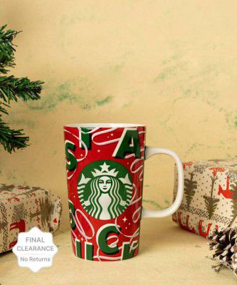 Starbucks 2021 Red Holiday Ceramic Coffee Mug  (355 ml)