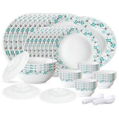 Larah by Borosil Silk Series Stardust Opalware Dinner Set | 47 Pieces