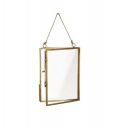 Stark international Decor Glass and Metal Hanging Picture Frame with 2 Sides Glass, with hanging chain (6x4 IN, Golden)...