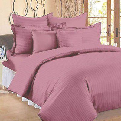 STARNSTYLE 400TC Microfiber Satin Stripe Cotton AC Comforter Set King Size Double Bed with 1 Flat bedsheet-90x100 inch and Two Pillow Covers II 4 pc Bedding Set for Home|Hotels| Aquamarine