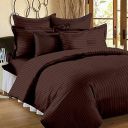STARNSTYLE 400TC Microfiber Satin Stripe Cotton AC Comforter Set King Size Double Bed with 1 Flat bedsheet-90x100 inch and Two Pillow Covers II 4 pc Bedding Set for Home|Hotels| Sepia Light...