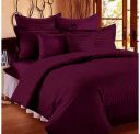 STARNSTYLE 400TC Microfiber Satin Stripe Cotton AC Comforter Set King Size Double Bed with 1 Flat bedsheet-90x100 inch and Two Pillow Covers II 4 pc Bedding Set for Home|Hotels| Magenta...