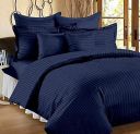 STARNSTYLE 400TC Microfiber Satin Stripe Cotton AC Comforter Set King Size Double Bed with 1 Flat bedsheet-90x100 inch and Two Pillow Covers II 4 pc Bedding Set for Home|Hotels| Phthalo Blue...