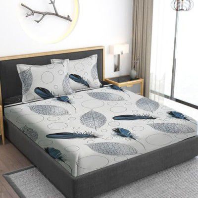 STARNSTYLE Polycotton 220 TC Soft Breathable Wrinklefree Floral Printed Double Bedsheets with 2 Regular Size Pillow Covers Multi Color