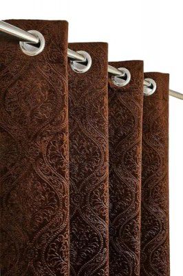 STARNSTYLE Velvet Fabric Emboss Window Curtains 5 Feet Set of 1