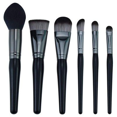 Start Makers Foundation Makeup Brushes Set Tool Black Lacquered Wood Handle Thick Copper Tube 6 Pcs Makeup Brush