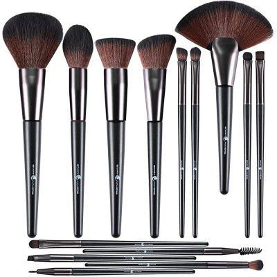 Start Makers Makeup Brush Professional Makeup Brushes 14Pcs Foundation and Eyeshadow Makeup Brush Set -black