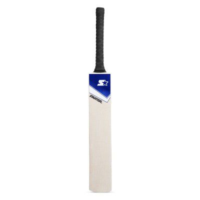 Starter Poplar Willow Cricket Bat with Poplar Handle Wood for Tennis Ball- 13+ Years Kids- Full Size - Blue & White