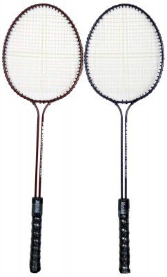 Starx Steel Double-Shaft Badminton Racquet Set, Adult G4 - 3 3/4-Inch (Multicolor)