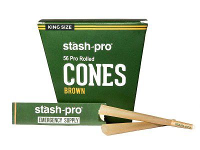 Stash-Pro Stash Pro Unbleached 56 Pro-Rolled King Cones Brown
