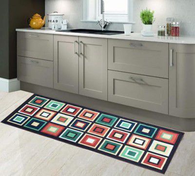 Status 3D Printed Vintage Persian Bedside Runner Carpet Rug Anti Skid Backing (50 x 125 cm) (Squares)