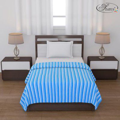 Status All Season Multipurpose Polar Fleece/Summer AC Blanket/Single Bed Blanket/Light Weight Blanket (Blue)