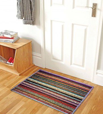 Status By Multicolor Nylon Geometric 23X15 Inch Stain Resistant Door Mat