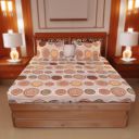 Status Contract 2024 Cotton Rich Double Fitted Bedsheet with 2 Pillow Covers for Bed Room, Home, Hotel-120 GSM (Circles)...