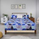 Status Contract 2024 Cotton Rich Double Fitted Bedsheet with 2 Pillow Covers for Bed Room, Home, Hotel-120 GSM (Blue White)...