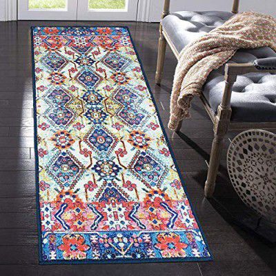 Status Contract 3D Printed Vintage Persian Bedside Runner Polyester Blend Carpet Rug Anti Skid Backing for Home/Kitchen/Living Area/Office Entrance (56 x 140 cm, Multi)