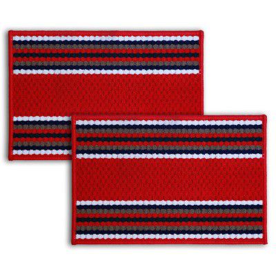 Status Contract Anti Slip Front Monsoon Doormat (38x58cm) - Pack of 2 (Red)