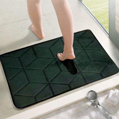 Status Contract Anti Slip Mat for Bathroom Floor | 16"x24" Memory Foam Bathroom Mats (Green)