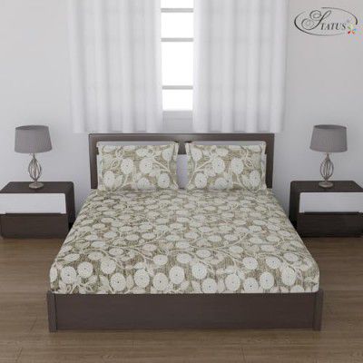 Status Contract Cotton Rich Double Bedsheet with 2 Pillow Covers for Bed Room, Home, Hotel-120 GSM (Green)